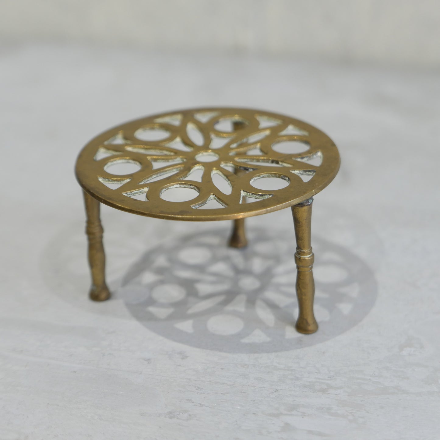 Vintage Brass Small Pot Stand 1960s