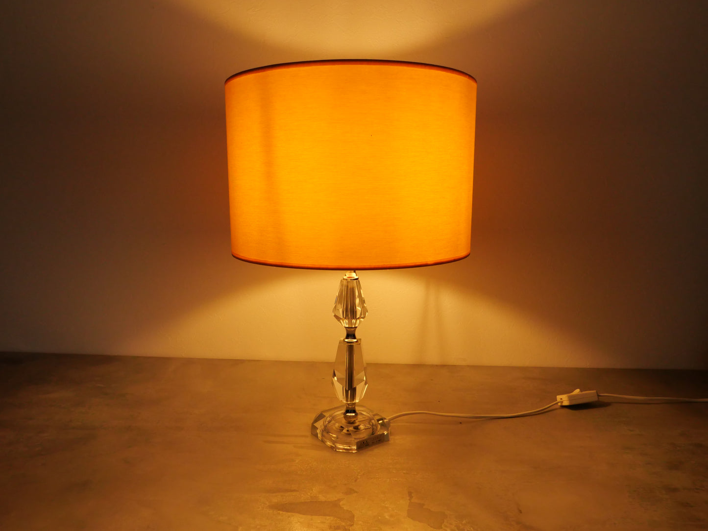 Crystal Glass Vintage Table Lamp 1970s